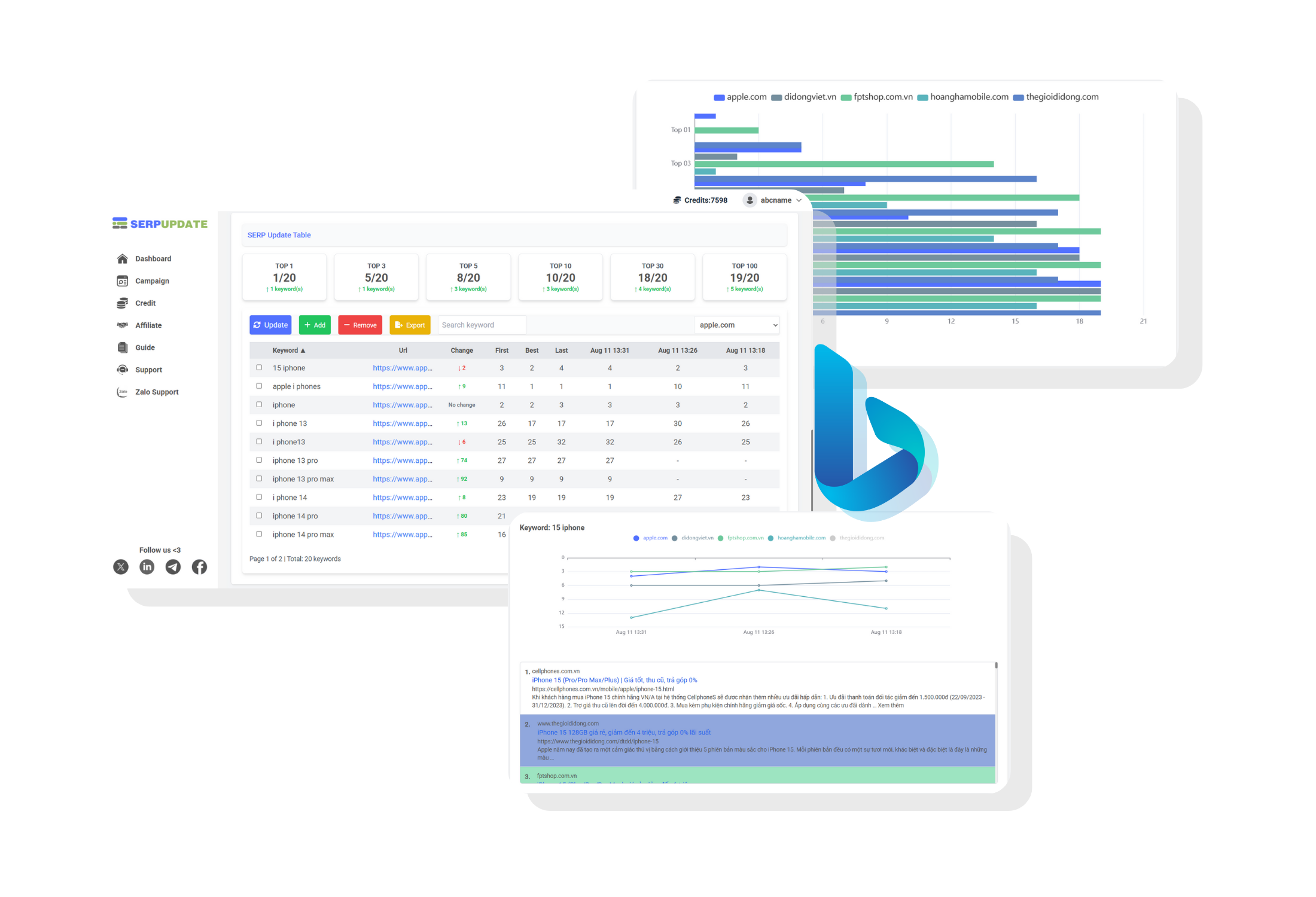 bing keyword rank checker tool feature